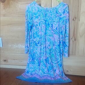 Lilly Pulitzer Vibrant Blue and Pink Long Sleeve Dress